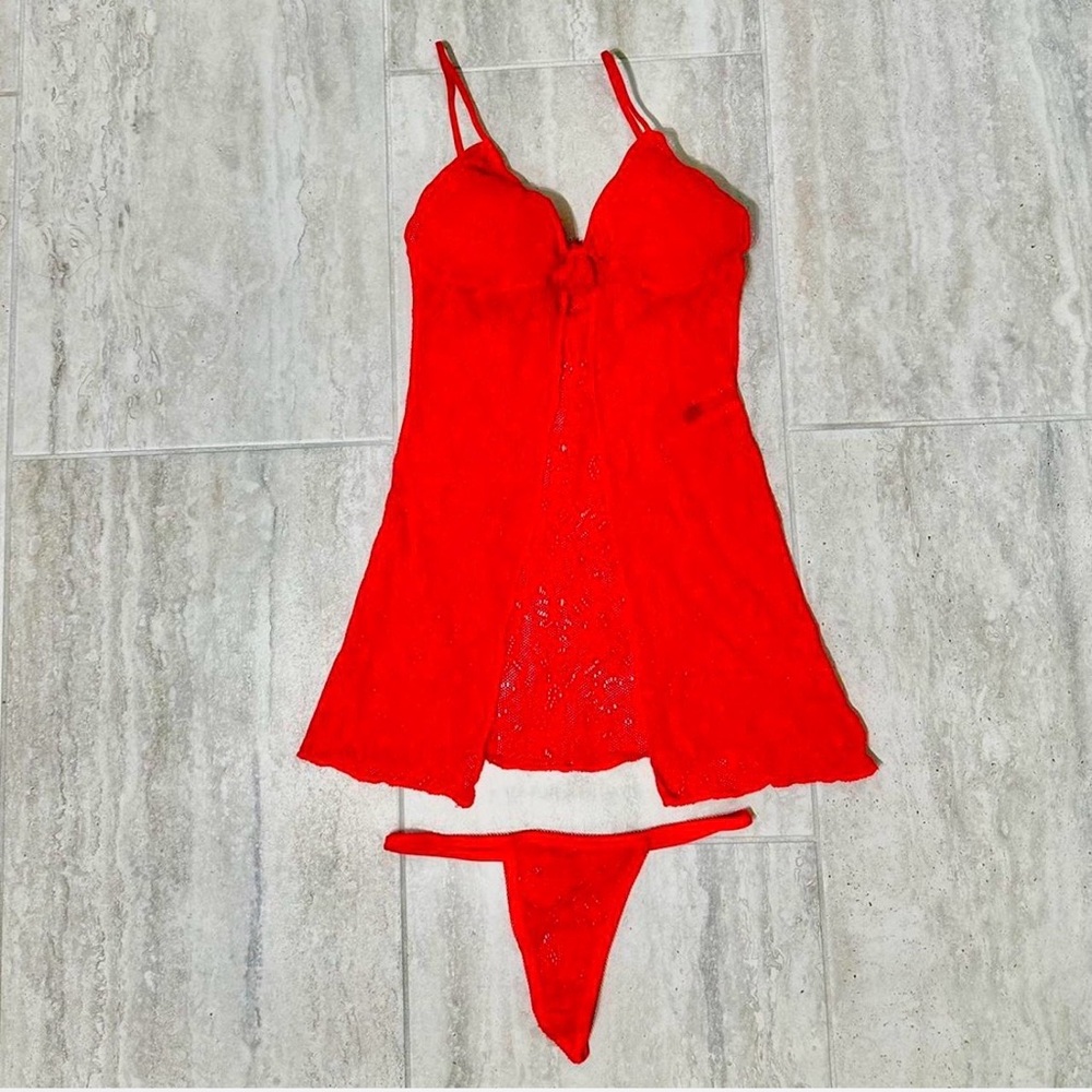 Vintage Y2K Elegant Red Lace Lingerie Set
